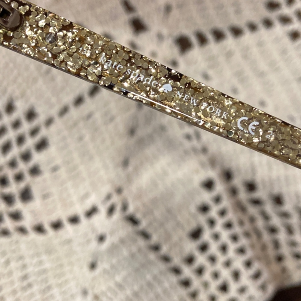 KATE SPADE SHIRA SUNGLASSES TORTOISE GOLD GLITTER CAT EYE WITH CASE - Picture 13 of 16